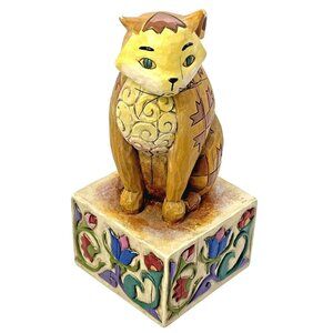 Heartwood Creek Jim Shore Jasper Tan Yellow Orange Cat Figurine Statue 2003